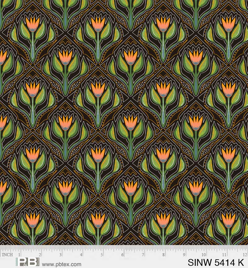 Spring in the Northwoods, Stylized Woodland Flower Quilting Fabric