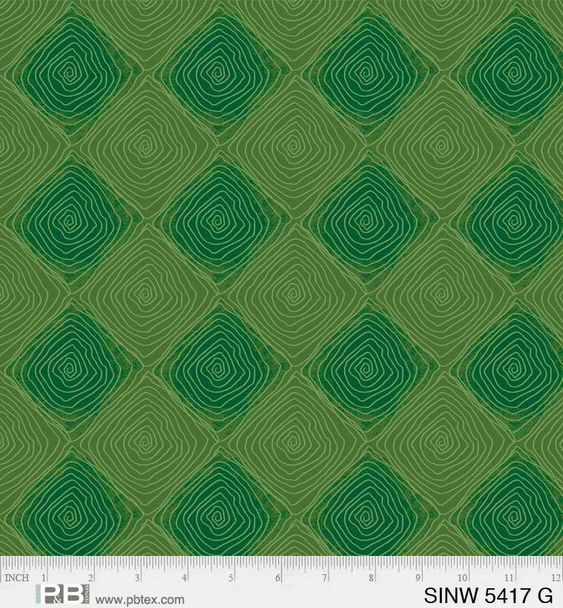 Spring in the Northwoods, Diamonds-Green Quilting Fabric