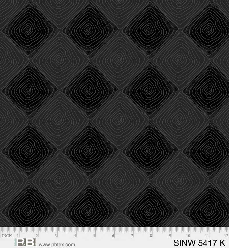 Spring in the Northwoods, Diamonds-Black Quilting Fabric