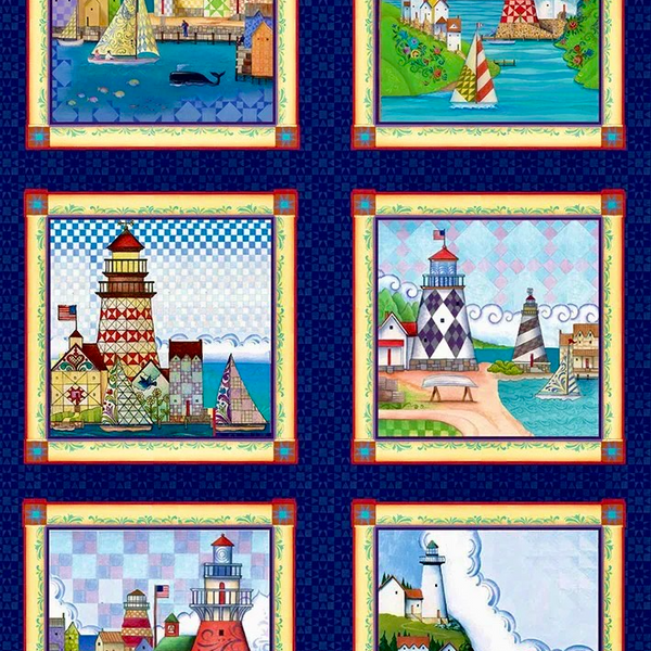 Shorelights "Lighthouse" Quilt Panel by Benartex – Jim Shore