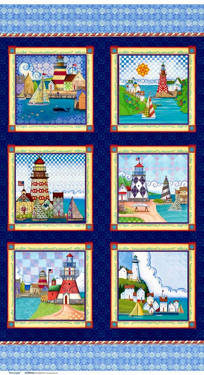 Shorelights "Lighthouse" Quilt Panel by Benartex – Jim Shore fabric