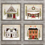 Benartex Christmas Winter Village Panel Fabric - Houses, Barn, Covered Bridge