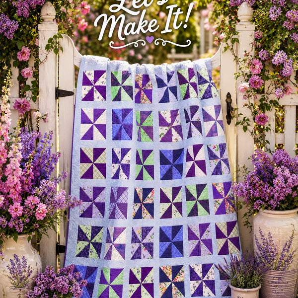 "Spun Out" Throw Quilt Kit | "Floral Flutter" by Wilmington Prints - 66" x 76"