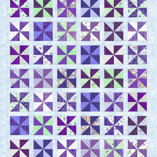 "Spun Out" Throw Quilt Kit | "Floral Flutter" by Wilmington Prints - 66" x 76"