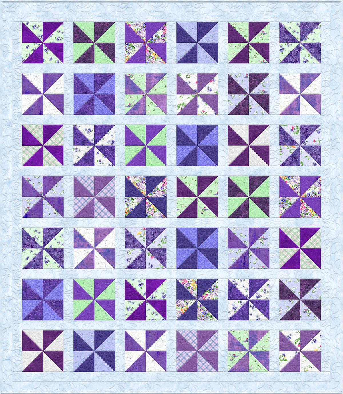 "Spun Out" Throw Quilt Kit | "Floral Flutter" by Wilmington Prints - 66" x 76"