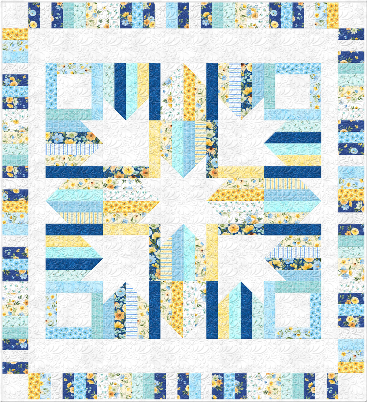 Gentle Meadow Starburst Throw Quilt Kit by Wilmington Prints