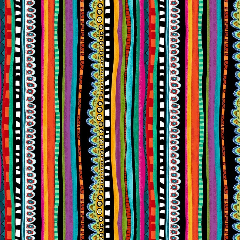 Folkscapes Stripe Fabric Multi Fabric by the 1/4 Yard