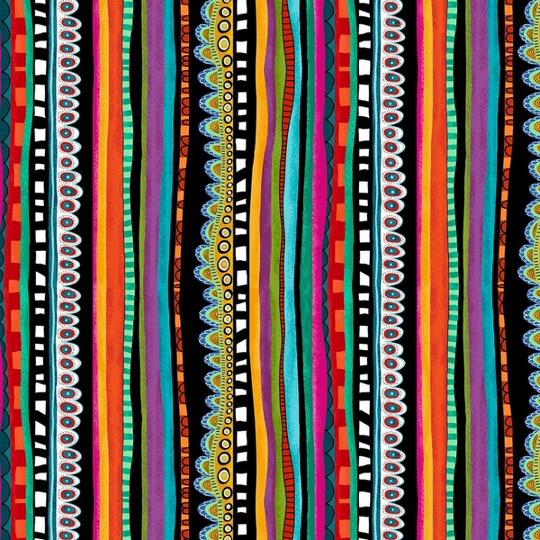 Folkscapes Stripe Fabric Multi Fabric by the 1/4 Yard