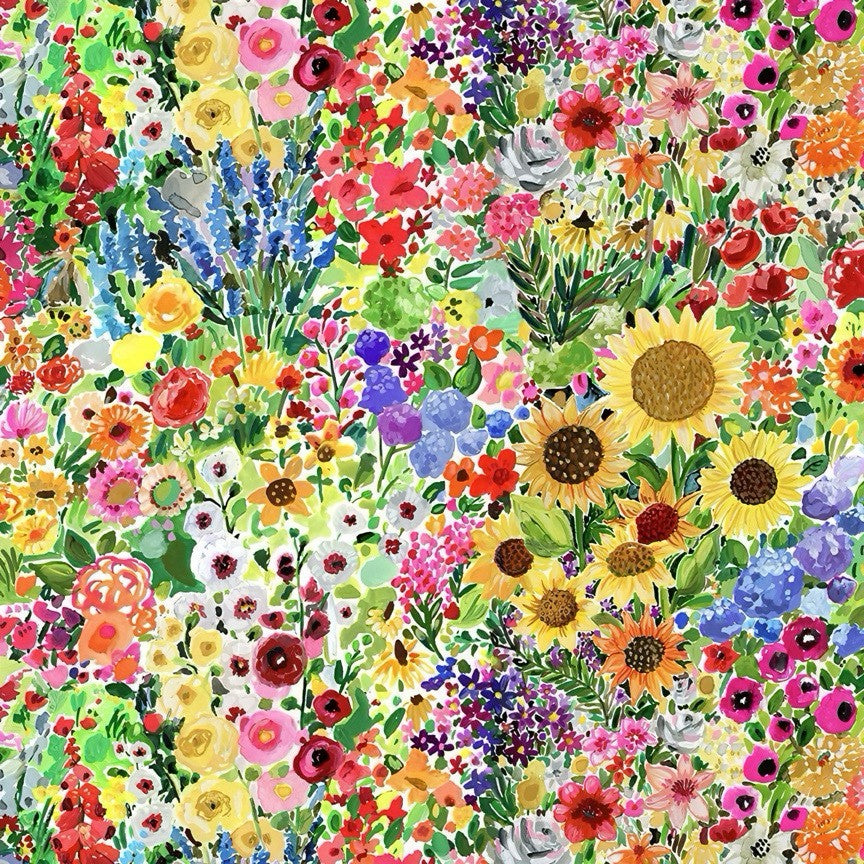 Summer Garden Floral Fabric by the 1/4 Yard
