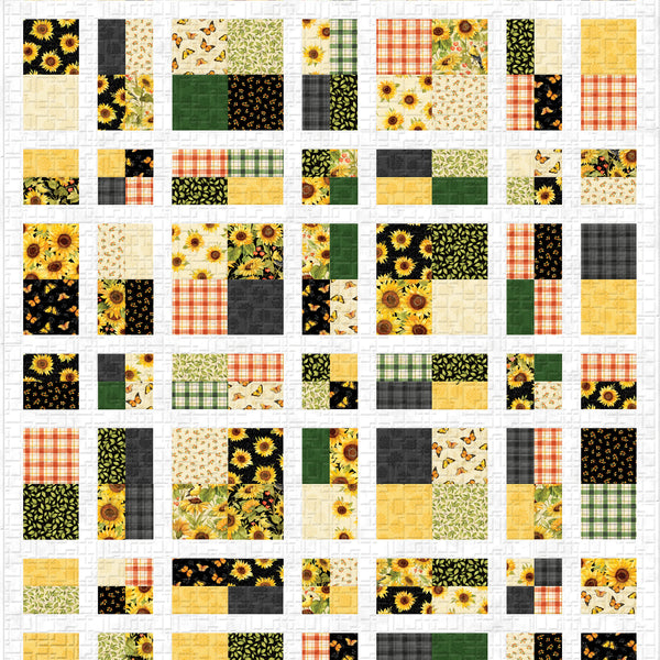 Sunflower Splendor Full-Size Quilt Kit | Plaid Sash-ay Pattern | Limited Edition