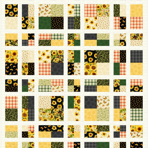 Sunflower Splendor Full-Size Quilt Kit | Plaid Sash-ay Pattern | Limited Edition