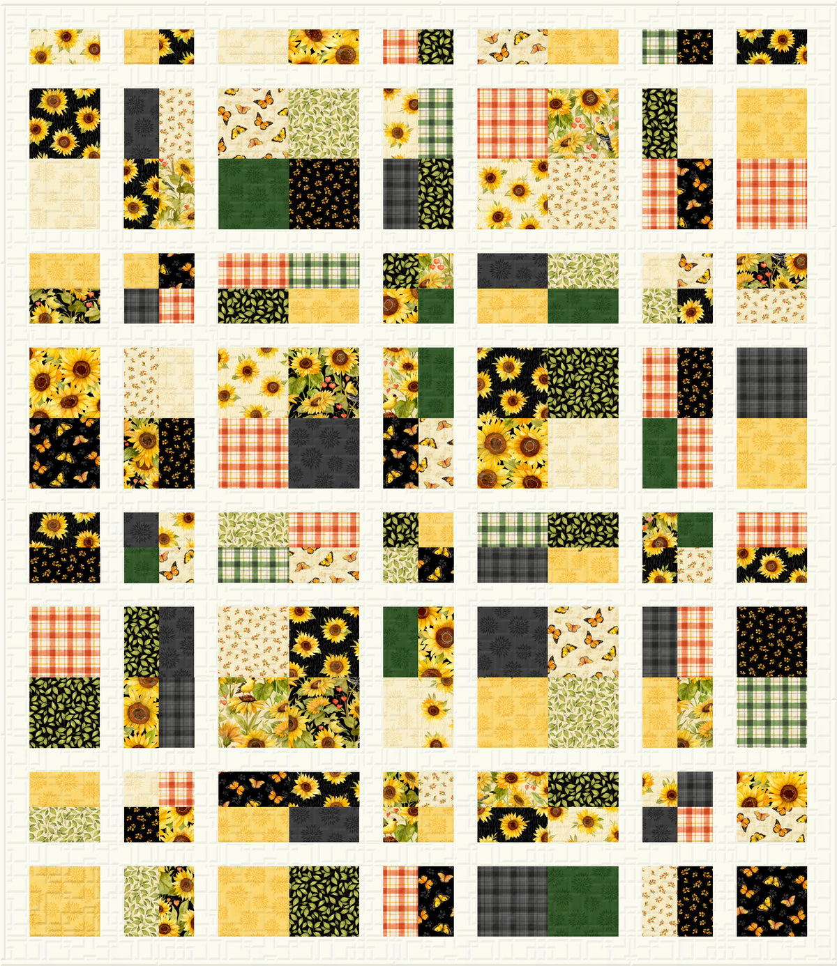 Sunflower Splendor Full-Size Quilt Kit | Plaid Sash-ay Pattern | Limited Edition