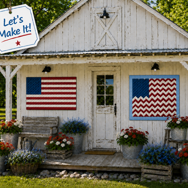 "OLD GLORY" Red White and Two Quilt Kit – Featuring TWO Patriotic Flags in One Kit!