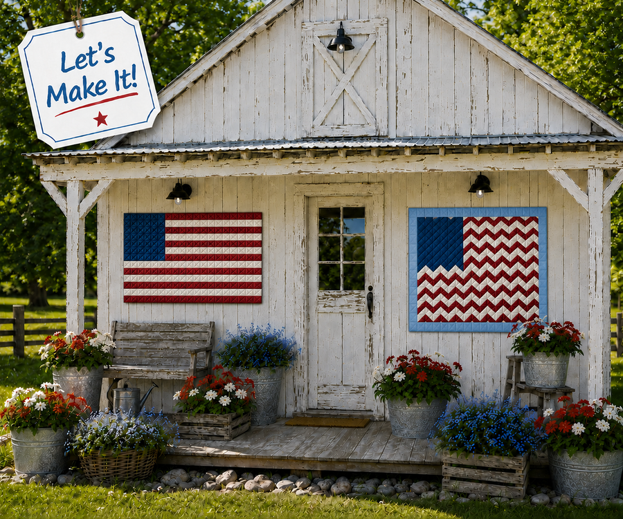 "OLD GLORY" Red White and Two Quilt Kit – Featuring TWO Patriotic Flags in One Kit! by Wilmington Prints