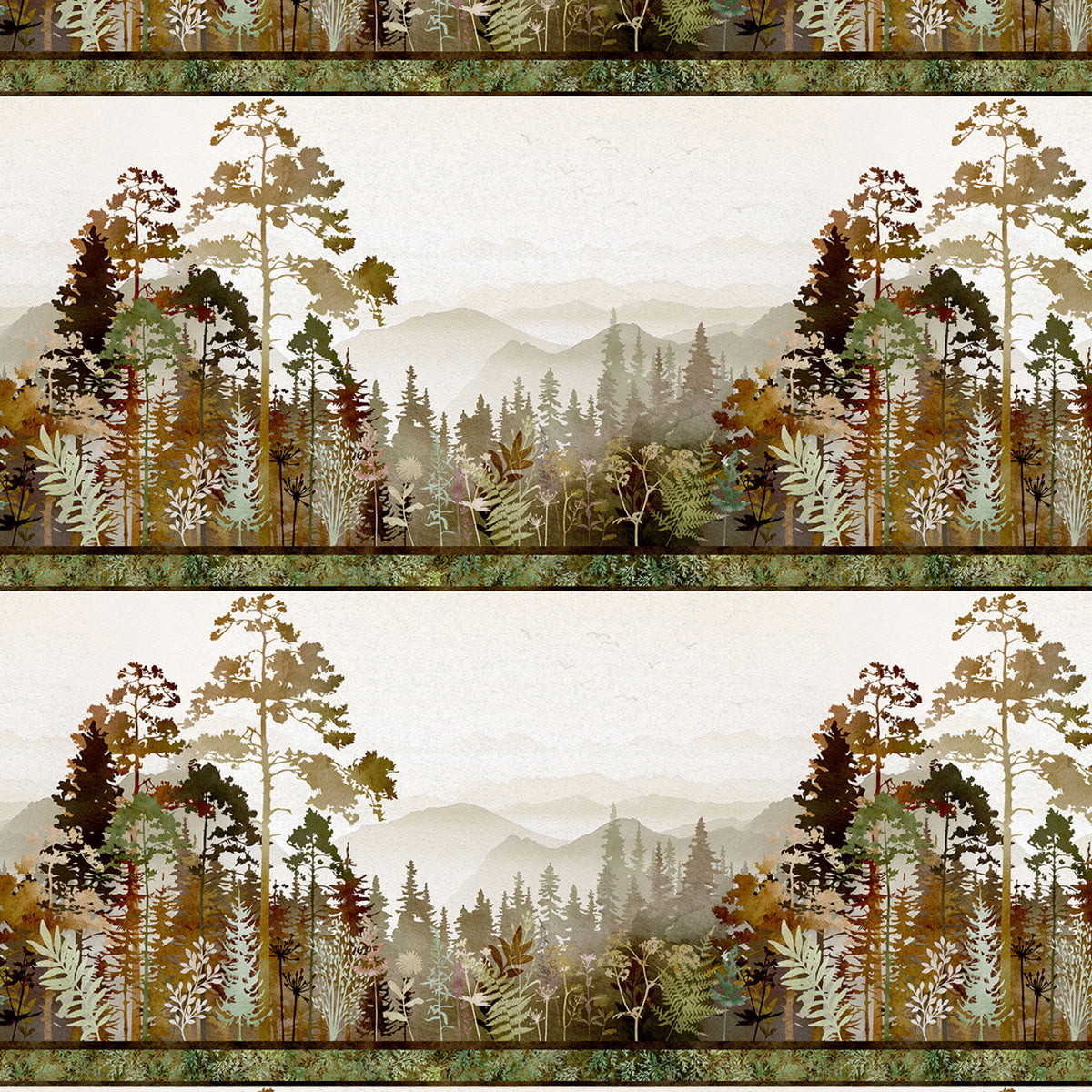 Tree Line, Autumn Border Stripe Quilting Fabric