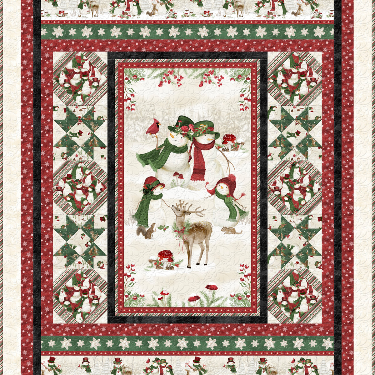 Woodland Snowmen Throw Quilt Kit