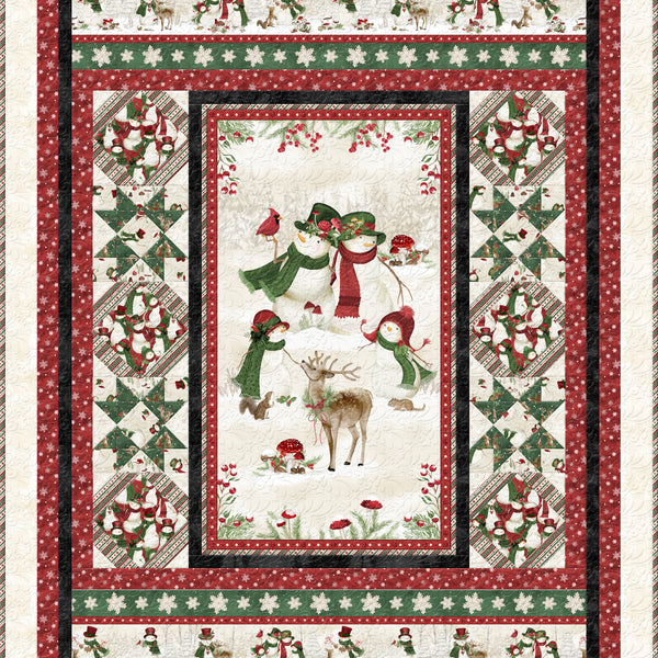 Woodland Snowmen Throw Quilt Kit