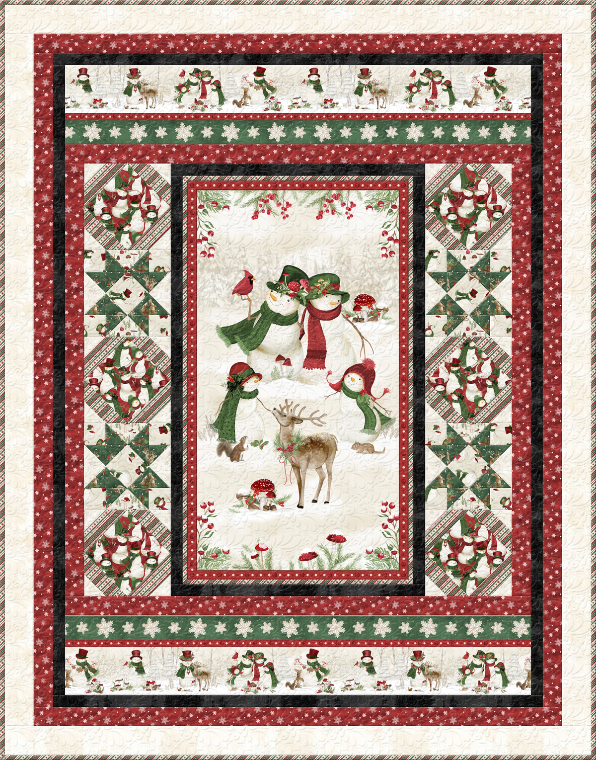 Woodland Snowmen Throw Quilt Kit
