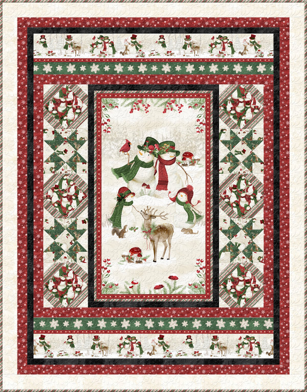 Woodland Snowmen Throw Quilt Kit