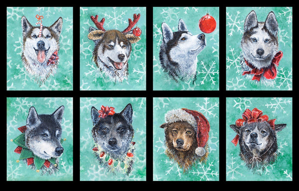 Limited Edition Santa's Siberians Holiday Fabric Panel