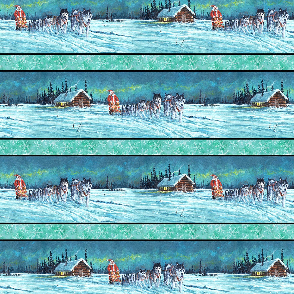 Santa's Siberians Scenic Border Stripe - P&B Textiles