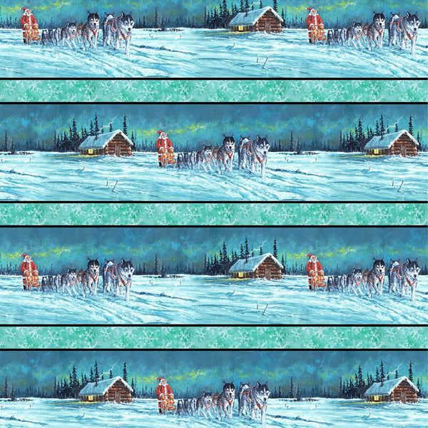 Santa's Siberians Scenic Border Stripe - P&B Textiles