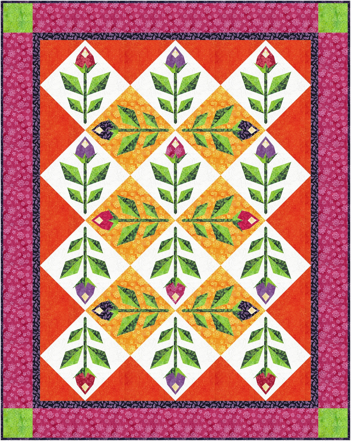 Bed of Roses quilt pattern by Sue Cook of Larkspur Lane Designs