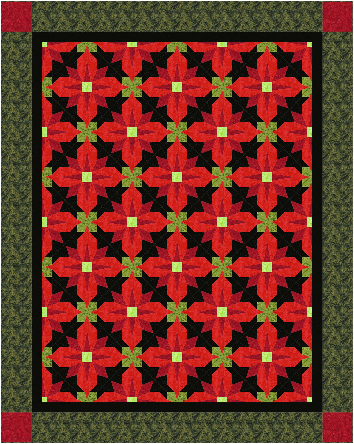 Pointsettias Bed Quilt by Sue Cook of Larkspur Lane Designs
