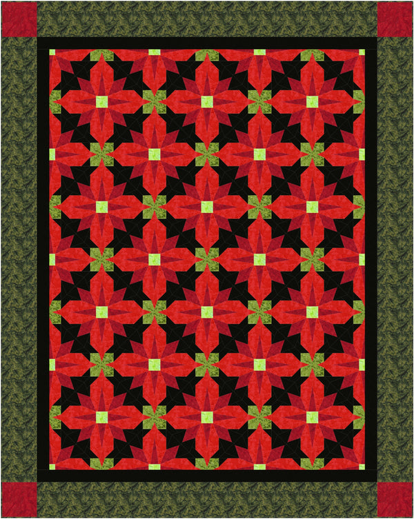 Pointsettias Bed Quilt by Sue Cook of Larkspur Lane Designs