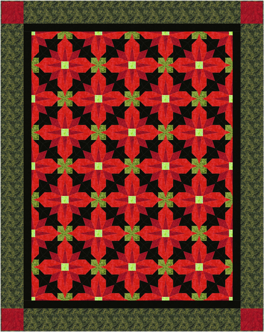 Pointsettias Bed Quilt by Sue Cook of Larkspur Lane Designs
