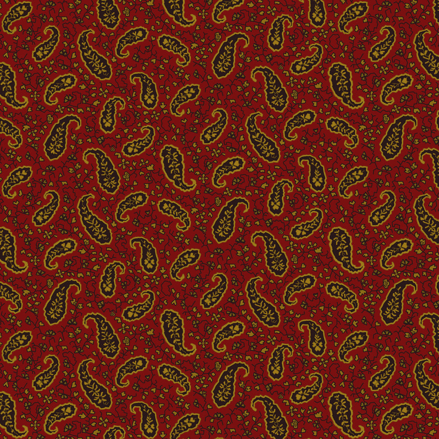 Wit & Wisdom, Vintage Paisley-Red Quilting Fabric