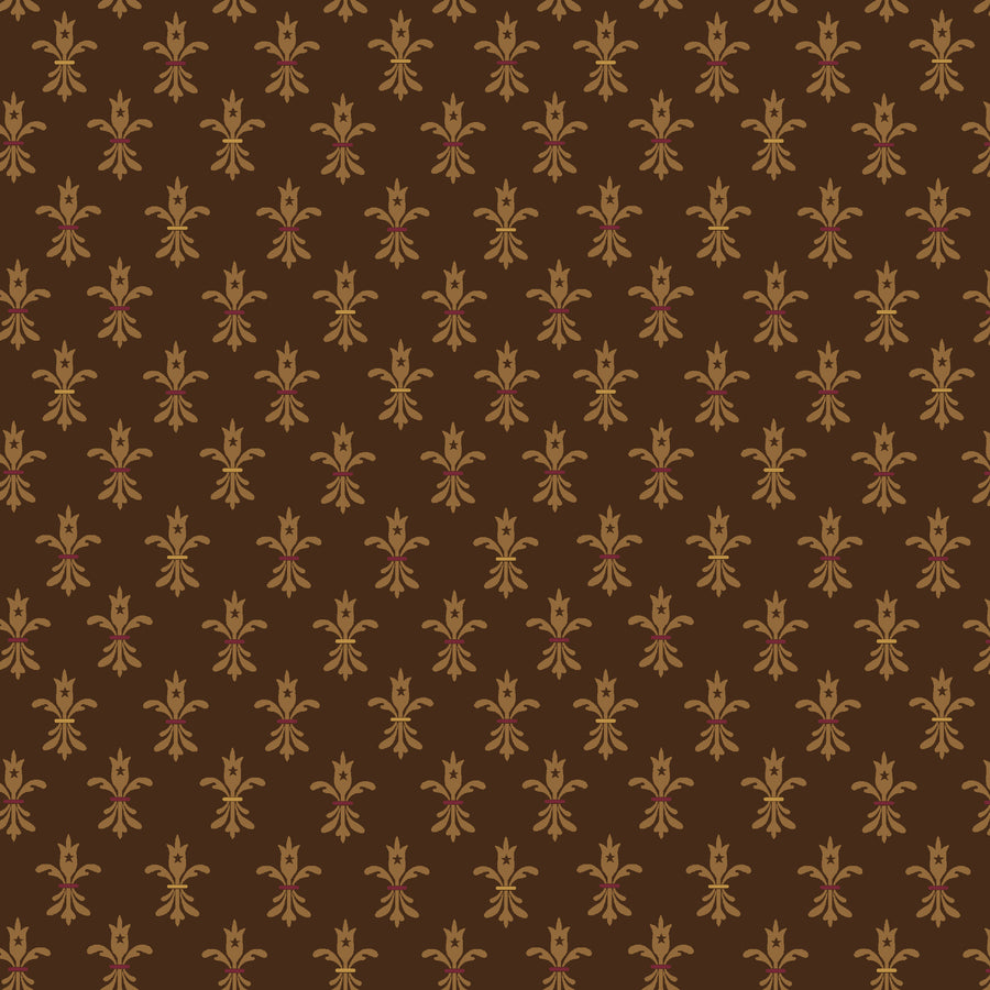 Wit & Wisdom, Fleur De Lis-Brown Quilting Fabric