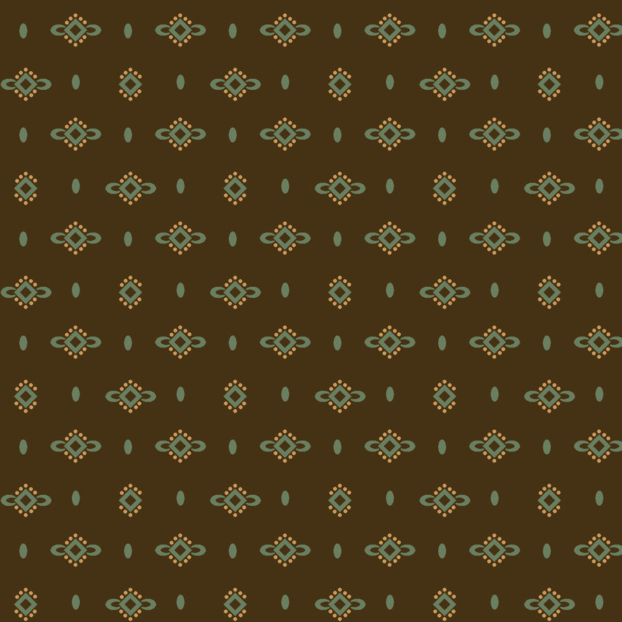 Wit & Wisdom, Diamond Blossoms-Brown Quilting Fabric