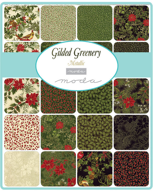Gilded Greenery Metallic - Moda Precuts